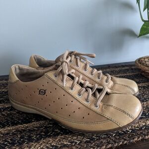 BORN Womens Tan Leather Lace Up Oxford Sneakers Shoes